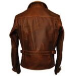 Men’s Biker Vintage Leather Brown Waxed Jacket - Image 3