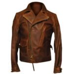 Men’s Biker Vintage Leather Brown Waxed Jacket