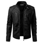 Retro Black Leather Motorcycle Jacket Sale