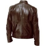 Sword Brown Genuine Leather Cafe Racer Motorcycle Jacket - Image 3