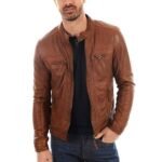 Genuine Leather Men's Brown Biker Jacket