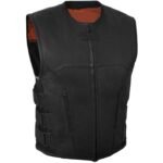 Leather Black Biker Vest With Two Front Pocket