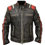 Cafe Racer Men’s Distressed Black Leather Jacket