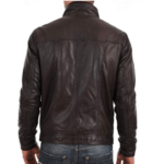 Men’s Leather Motorcycle Jacket In Brown - Image 3
