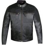 Men’s Infinity Airflow Biker Black Leather Jacket