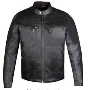 Men’s Infinity Airflow Biker Black Leather Jacket