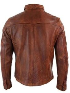 King Brown Biker Rugged Leather Jacket For Men - Image 2