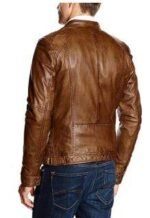 Men’s Brown Biker Leather Jacket - Image 2