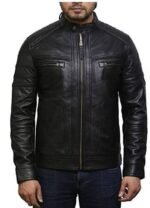Black Biker Leather Jacket For Men