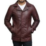 Men's Genuine Leather Brown Trench Coat