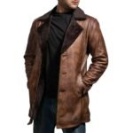Men’s Distressed Brown Leather Coat - Image 2