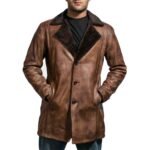Men’s Distressed Brown Leather Coat