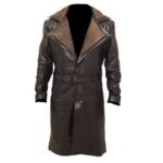 Men's Genuine Long Leather Trench Coat
