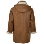 Genuine Leather Men’s Duffle Coat In Brown - Image 3