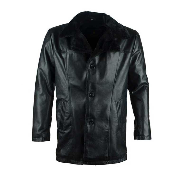 Aviator Black Fur Coat Shearling In Leather