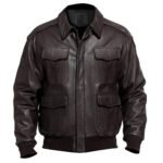 Dark Brown Aviator Genuine Leather Jacket