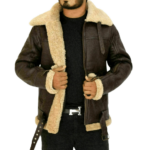 Dark Brown Aviator Leather Jacket For Men