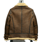Men’s Leather Dark Brown Aviator Jacket - Image 4