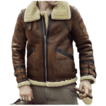Men’s Leather Dark Brown Aviator Jacket - Image 5