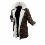 Dark Brown Leather Men’s Shearling Coat