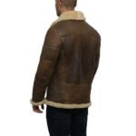 Men’s Brown Shearling Leather Jacket - Image 3