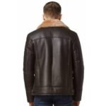 Men’s Leather Dark Brown Shearling Jacket - Image 3