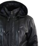 Black Duffle Coat For Men With Detachable Hood - Image 5