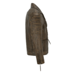 Brown Distressed Biker Slim Fit Leather Jacket - Image 2