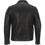 Distressed Black Leather Slim Fit Biker Jacket - Image 3