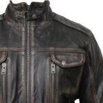 Cafe Racer Distressed Black Jacket In Leather - Image 3