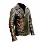 Men’s Brando Distressed Brown Leather Jacket - Image 2