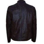 Distressed Brown Cafe Racer Leather Jacket - Image 3