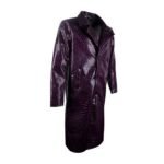 Leather Distressed Purple Long Coat For Men’s