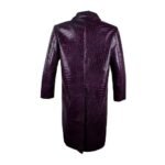 Leather Distressed Purple Long Coat For Men’s - Image 3