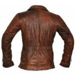 Brown Distressed Leather Coat For Men - Image 2