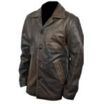 Men’s Distressed Brown Leather Coat - Image 5