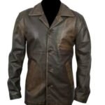 Men’s Distressed Brown Leather Coat