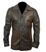 Men’s Distressed Brown Leather Coat