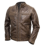 Leather Distressed Men’s Waxed Jacket In Brown