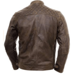 Leather Distressed Men’s Waxed Jacket In Brown - Image 2
