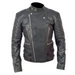 Black Leather Jacket With Double Waist Belts