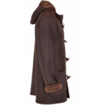 Brown Men’s Long Duffle Coat With Fur - Image 5