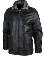 Men’s Fur Lined Double Zip Leather Jacket In Black - Image 2