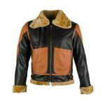 Choco Aviator Fur Collar Leather Jacket