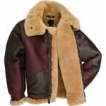 Men Fur Collar Pure Leather Jacket
