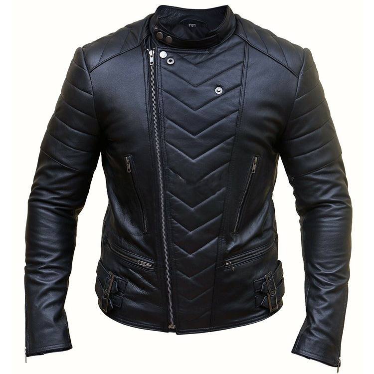 Edit-7.jpg Men's Leather Biker Cross Zipper Jacket - Image 1