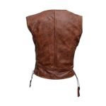 Open Collar Leather Brown Vest Women's - Image 3