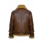 Brown Aviator Fur Shearling Genuine Leather Jacket - Image 3