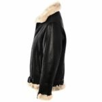 Ginger Shearling Fur Collar Leather Jacket - Image 4