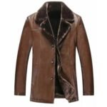 Real Brown Leather Fur Aviator Coat